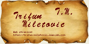 Trifun Miletović vizit kartica